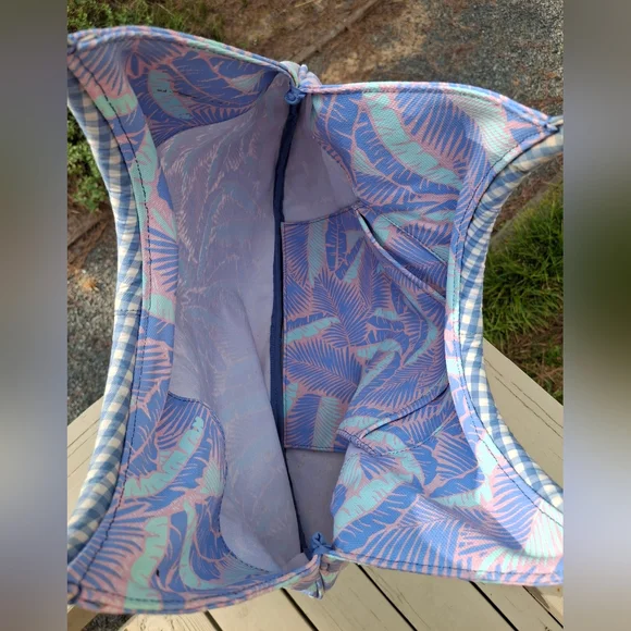 Vineyard Vines Martha's Vineyard Island Palm Tree Print Pink/Purple/ Tote Bag - Picture 10 of 12
